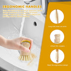 DEBETOOL 6-Piece Bamboo Dish Brush Set with Coconut Sponge