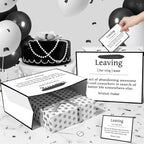 Funny Going Away Gift Bag Black White Farewell Goodbye Christmas Gift Bag with Wrapping Paper Card Sticker Envelope for Coworkers Leaving Gifts Retirement Good Luck We Will Miss You Presents Favors