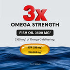 Omega 3 Fish Oil 3600 mg - Omega 3 Supplement for Men & Women - 90 Softgels | Omega 3 EPA & DHA - Heart, Brain & Joint Support - Purified Fish Oil | Heavy Metals Tested - Lemon Flavored