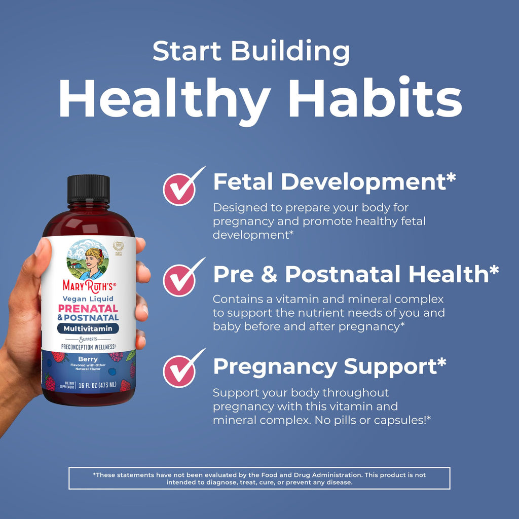 MARYRUTH'S Postnatal & Prenatal Liquid Multivitamin for Women, 16 oz, Vegan | Selenium, Folate, Healthy Fetal Development, Vegan, Non-GMO