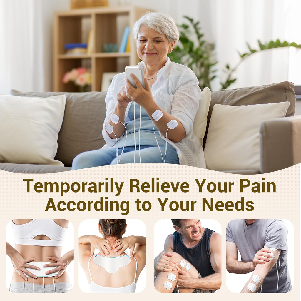 Comfytemp TENS Unit with Specialized Pads for Lower Back & Neck Shoulder Pain Relief, Easy-to-Use TENS Unit Muscle Stimulator with Large Display, Portable Dual Channel TENS Machine with Carrying Case