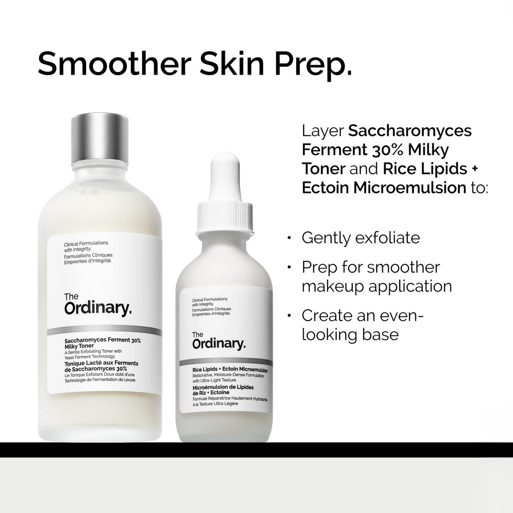The Ordinary Saccharomyces Ferment 30% Milky Toner, Exfoliating and Hydrating Toner for Smoother, Brighter Skin, 3.4 Fl Oz
