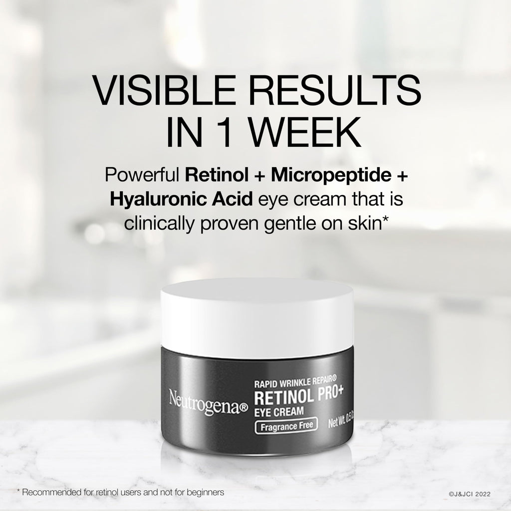 Buy now Neutrogena Rapid Wrinkle Repair Retinol Pro+ Anti-Wrinkle Eye Cream, Targeted Eye Cream for Wrinkles & Dark Circles, Formulated without Fragrance, Dyes, Phthalates, and Parabens, 0.5 oz at indiglob india