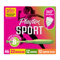 Playtex Sport Tampons Multipack, Regular/Super/Super Plus, No Fragrance, 46 ct