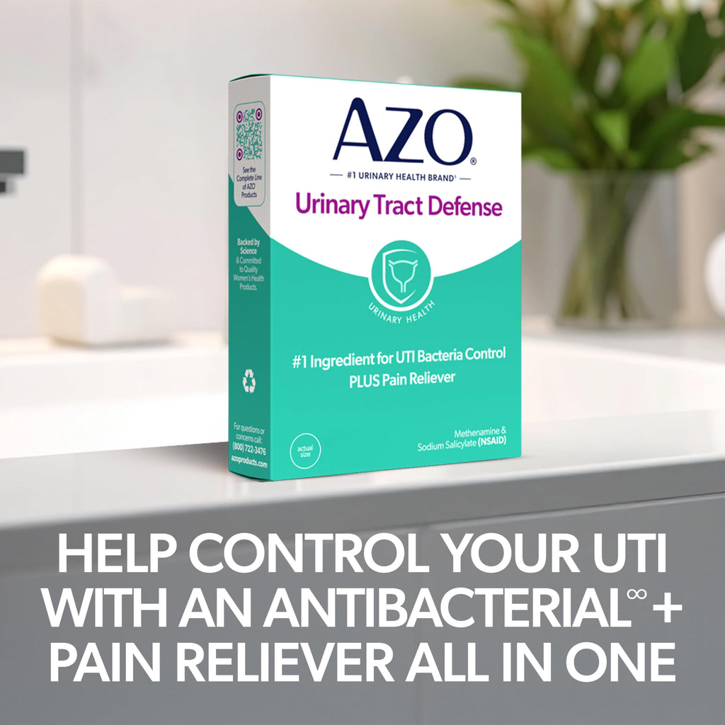 AZO Urinary Tract Defense Antibacterial Protection, 48 Tablets | From the #1 Doctor Recomended Brand± UTI Symptom Relief in as Little as 20 Minutes, Relieves Urinary Pain, Burning & Urgency*