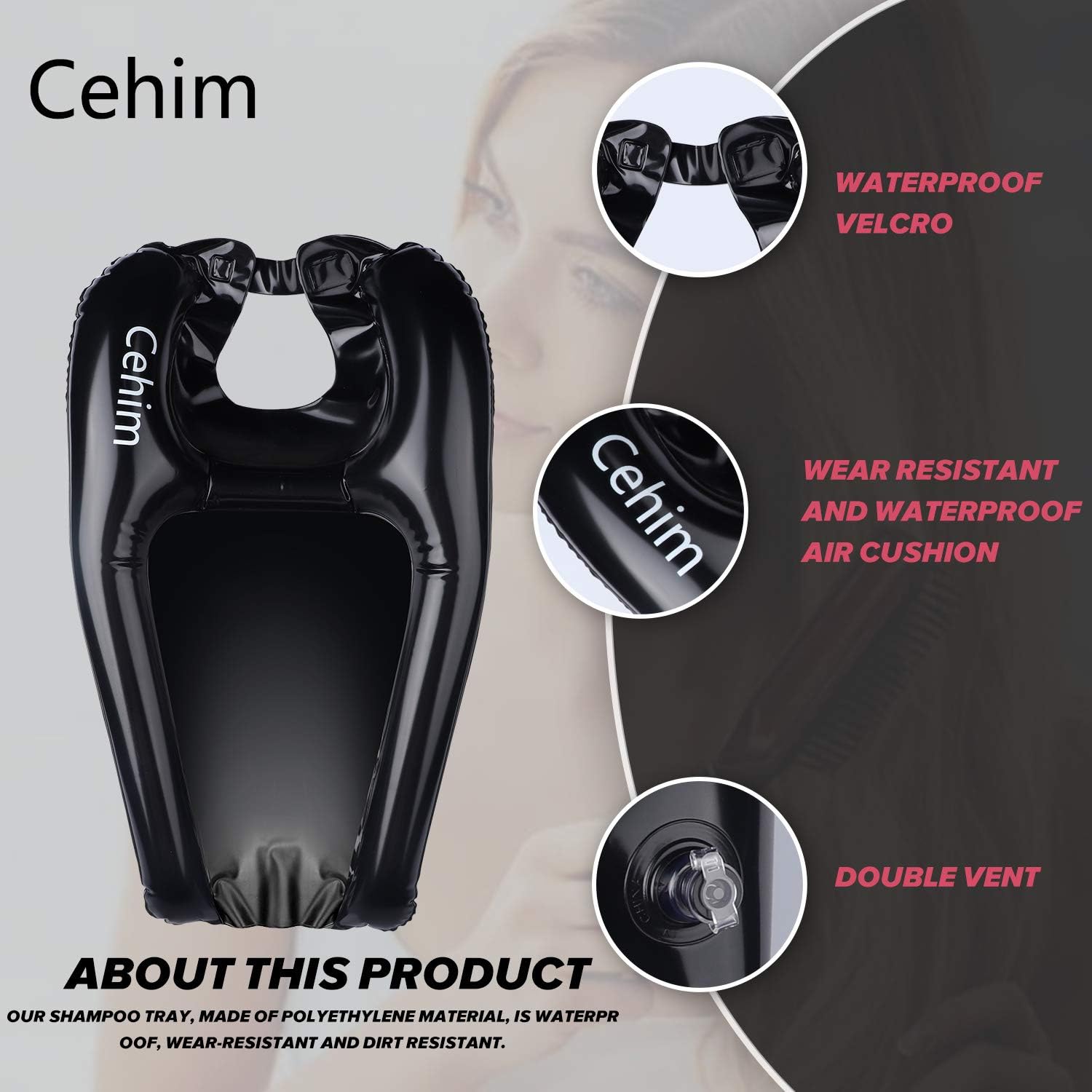 Buy now Inflatable Shampoo Basin - Portable Shampoo Bowl, Hair Washing Basin for Bedridden, Disabled,Injured, Hair Wash Tub for Dreadlocks and at Home Sink Washing (Black, Medium) at indiglob india