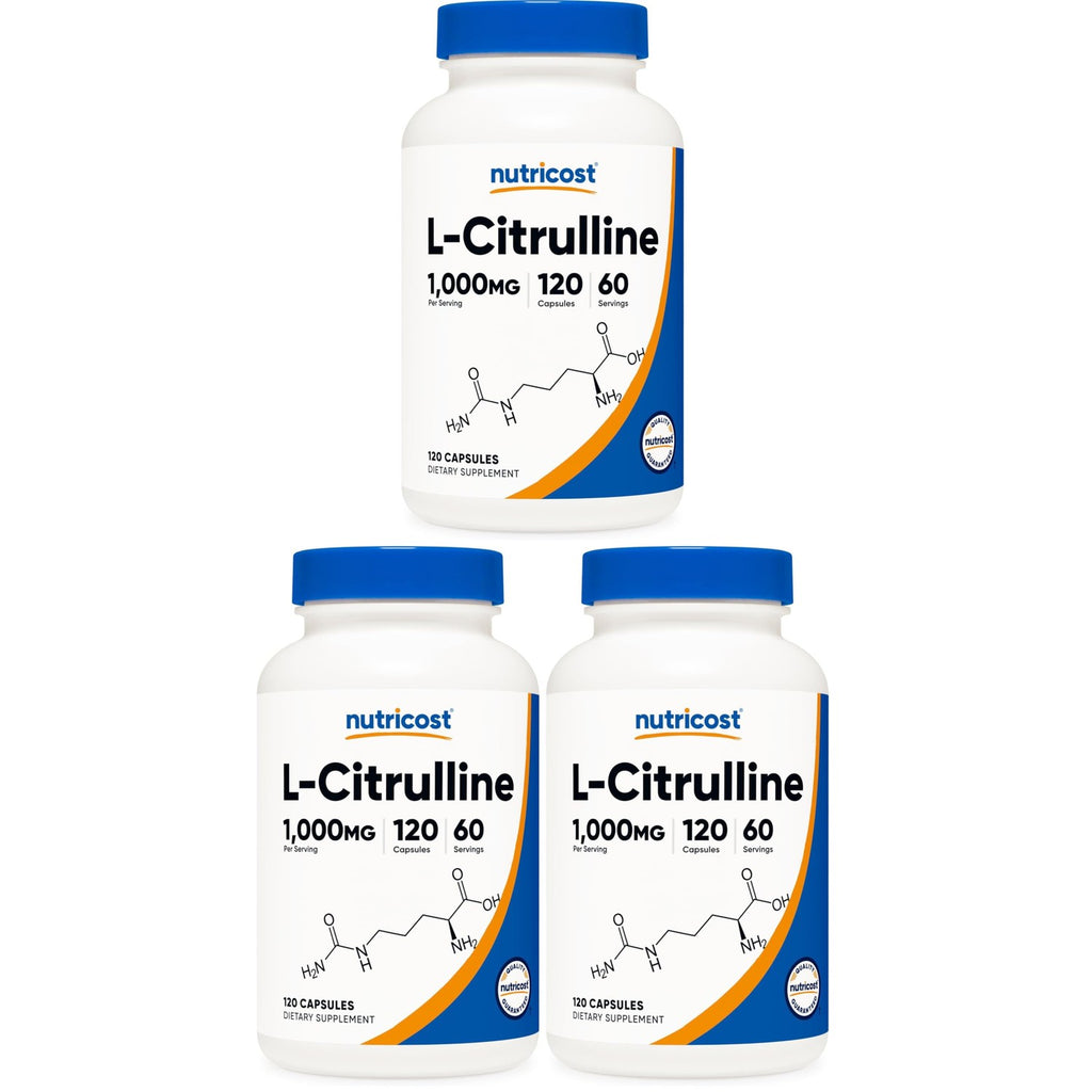 Nutricost L-Citrulline 500mg, 120 Capsules, 60 Servings | Gluten Free, GMO-Free, 1000mg Per Serving, 60 Servings