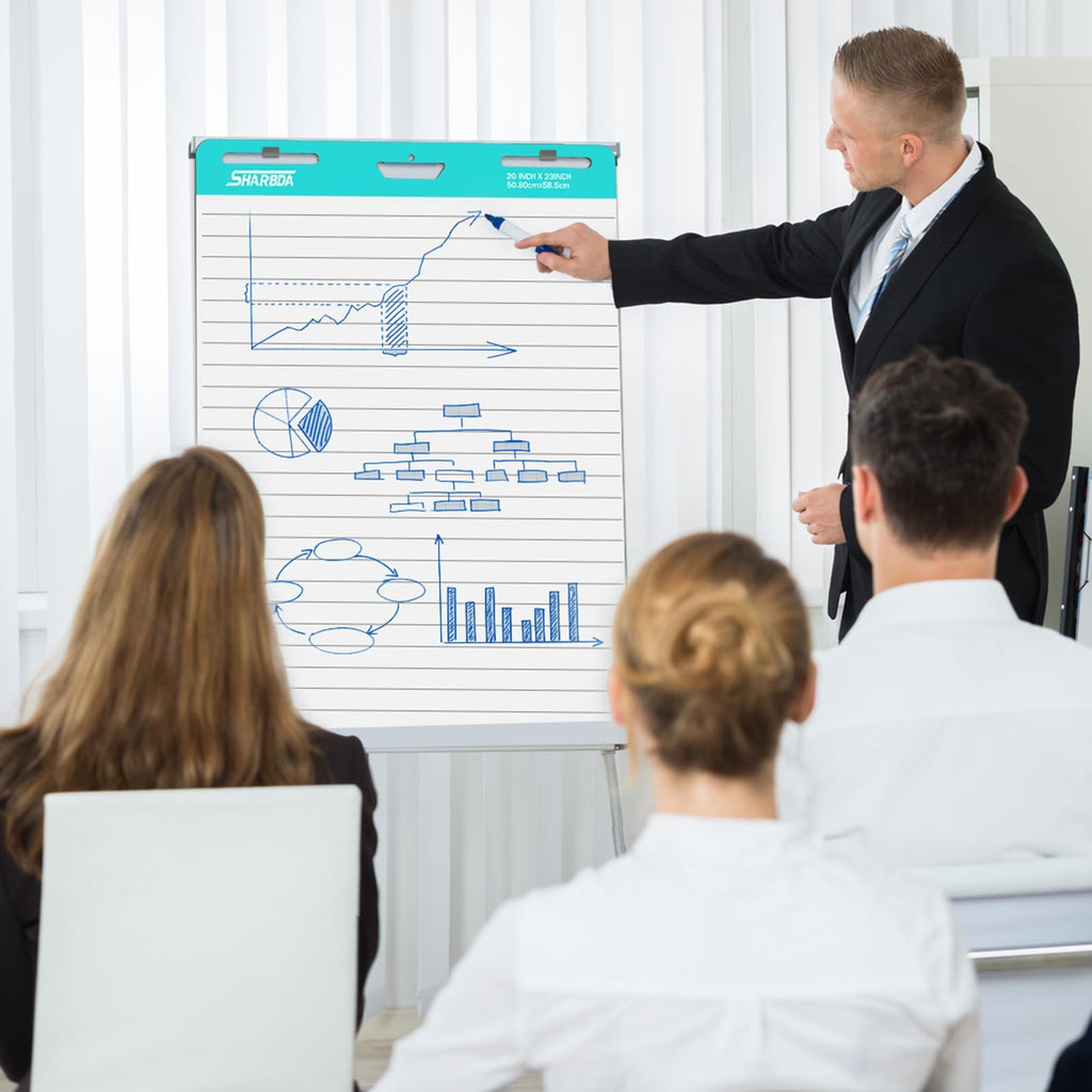 Lined Sticky Easel Pad, 15 * 18 inch,Self-Stick Flip Chart Paper, Super Adhesive & Bleed-Resistant,Micro-Perforated Tear,Classroom Teacher Office Presentation Pads,3 Pads/Pack,90Sheets