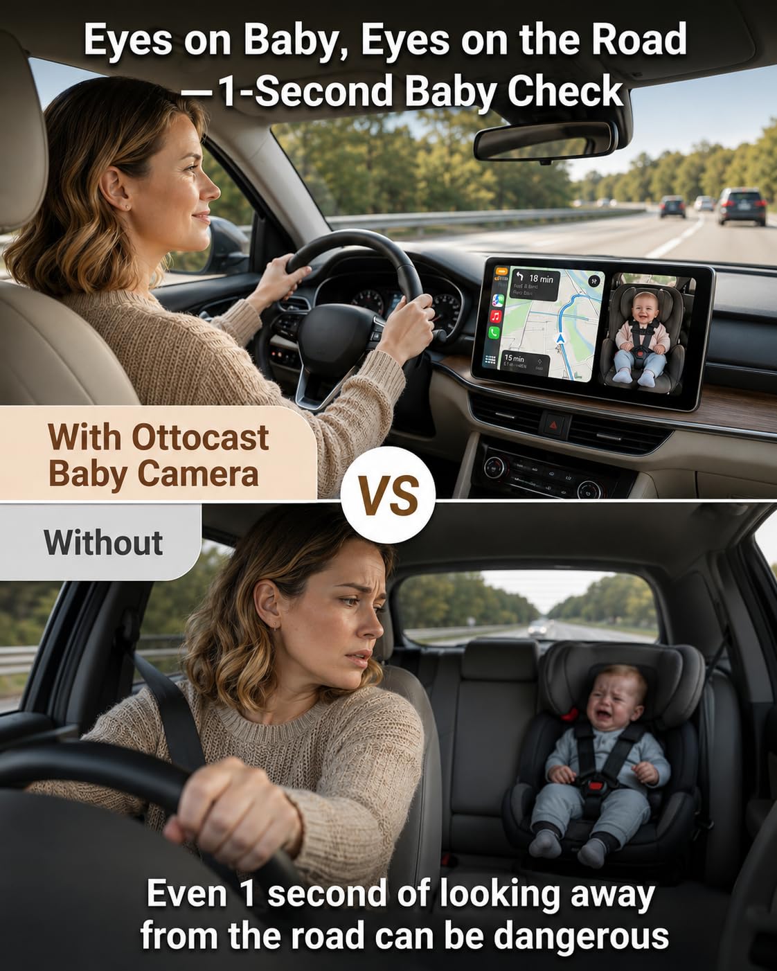 OTTOCAST Baby Car Camera 2026,Wireless CarPlay Adapter (No Android Support)