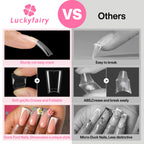Luckyfairy Half Cover Duck Nail Tips 504 Pcs Duck Press on Nails Clear Soft Gel Short Duck Nail Tips 11 Sizes Wide French False Nails for Acrylic Nails Professional for Y2K Art Salon