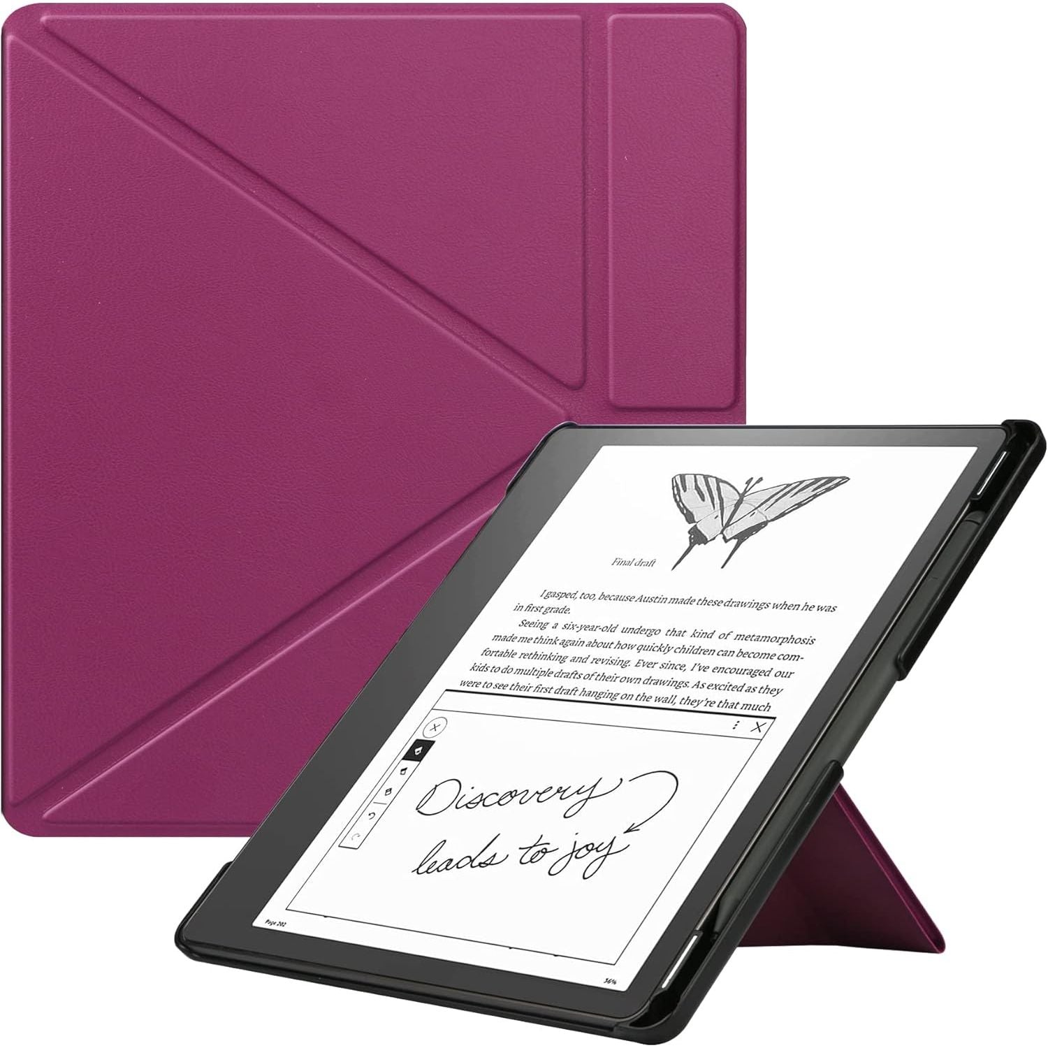Buy now KuRoKo Slimshell Case for Kindle Scribe (2024/2022 Released), Premium Lightweight PU Leather Stand Cover with Auto Sleep/Wake for 10.2 inch Amazon Kindle Scribe 2024(1st Gen)/2022-Black Purple at indiglob india