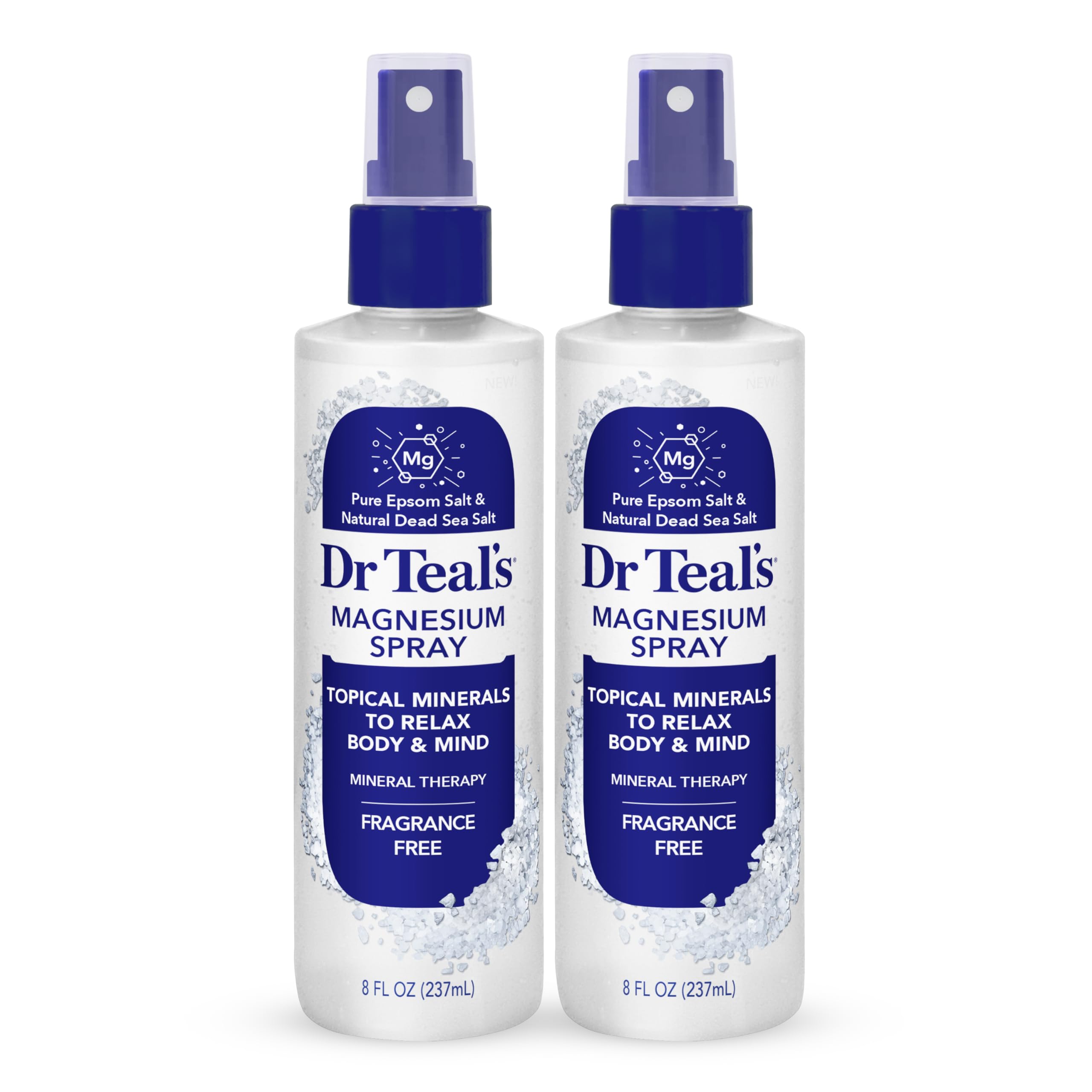 Dr Teal's Topical Magnesium Spray with Natural Dead Sea Salt, Fragrance Free, 8 fl oz (Pack of 2)