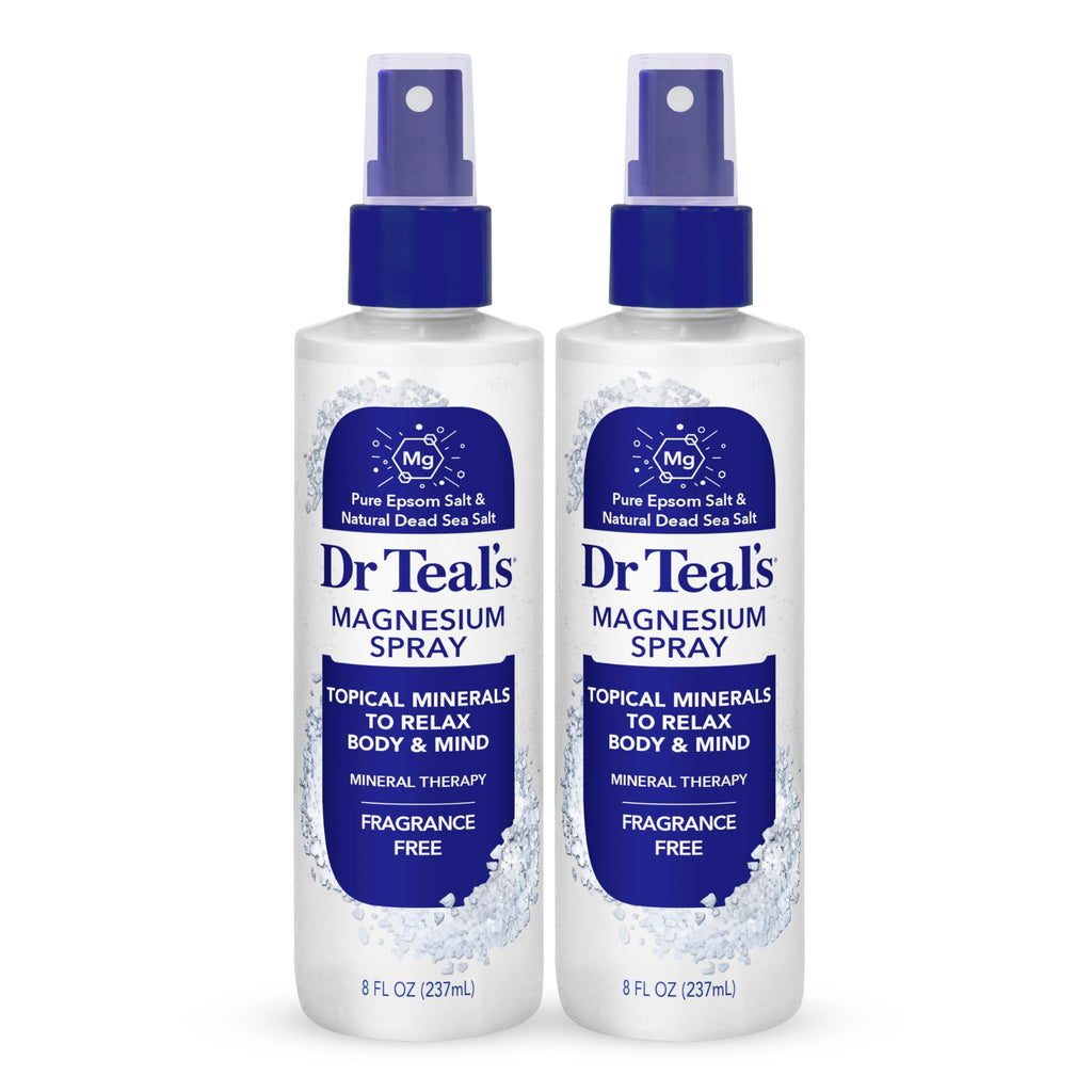 Dr Teal's Topical Magnesium Spray with Natural Dead Sea Salt, Fragrance Free, 8 fl oz (Pack of 2)