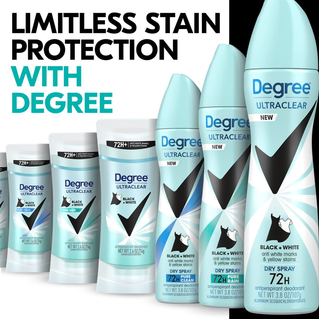 Degree Women's Black+White 4 Count Antiperspirant Balm 2.6 oz - Protects from Deodorant Stains, Fresh Scent, 48H Non-Stop Protection | For black & white clothes, Helps reduce marks & stains, With MotionSense, Fresh scent