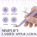 WENDY LASHES Tweezers for Eyelash Extensions, Lash Applicator Tool Purple | Precision Tip, Stainless Steel, Anti-slip Grip, Professional Grade