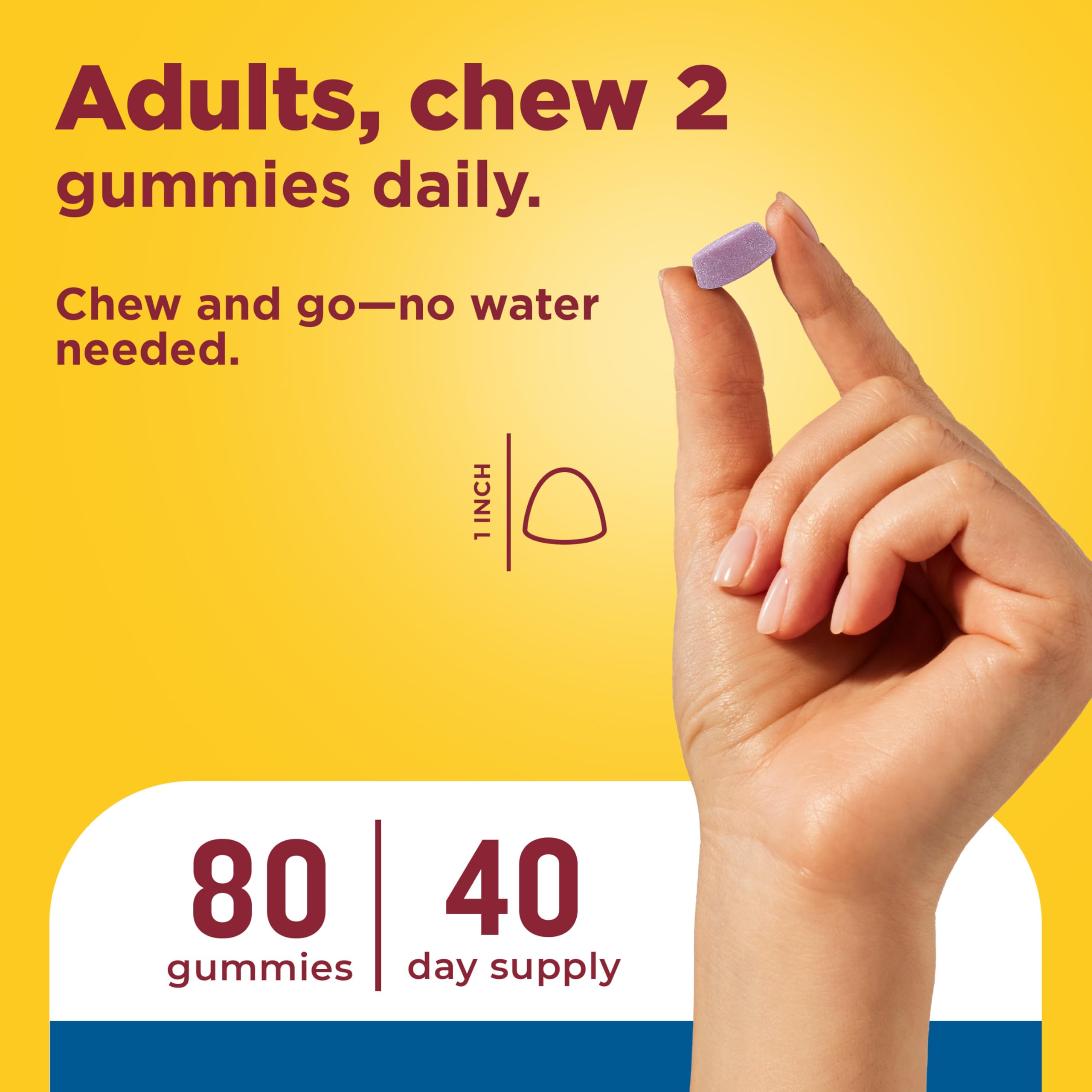 Nature Made Calcium Gummies 500 mg per Serving with Vitamin D3, 80 Gummies | Calcium Supplement for Bone Support, Calcium with Vitamin D Gummies, Cherry, Orange and Strawberry Flavors, 40 Day Supply