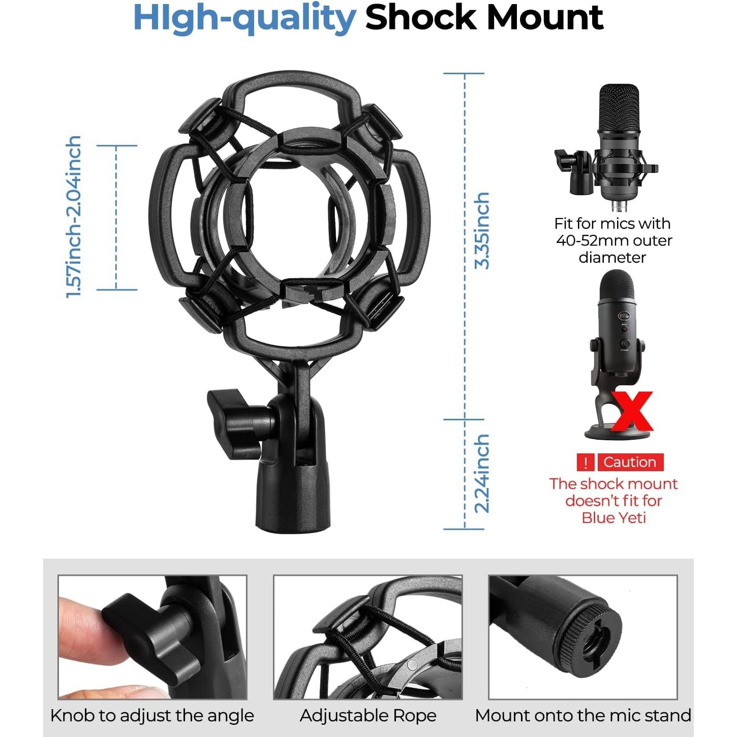 Buy now BILIONE Multifunctional Desktop Microphone Stand, Adjustable Mic Stand Desk with Pop Filter, Shock Mount, Microphone Clip, 5/8" to 3/8" Metal Screw Adapter at indiglob india