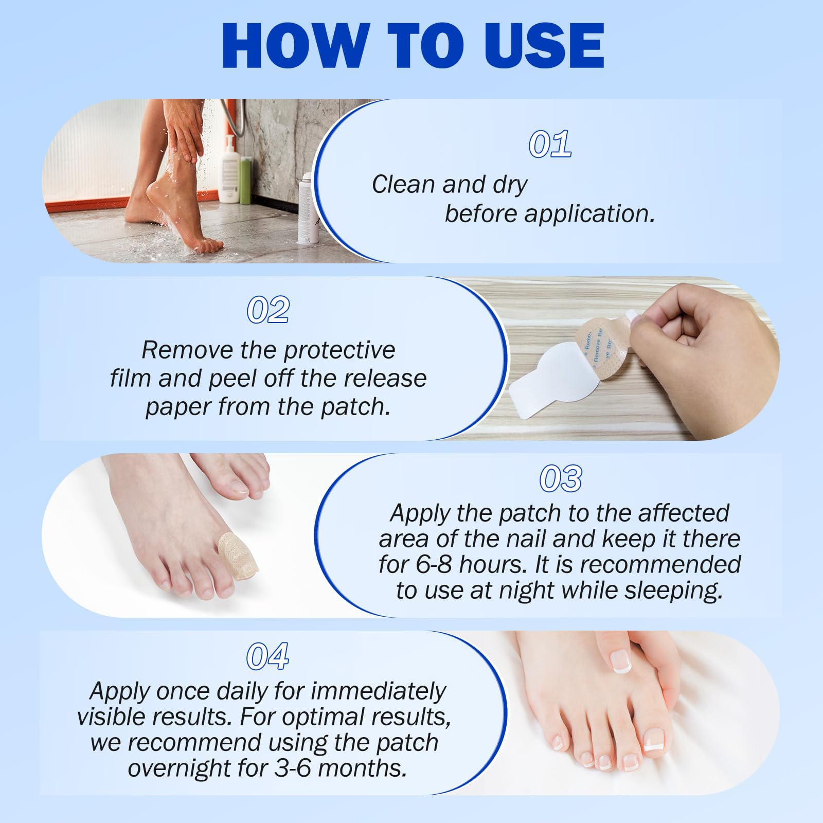 Nail Patches 21 PCS, Toenail Treatment Extra Strength 8-Hour Overnight Nail Fast Acting Repair Effortless Hydrogel Nail Care and Repair for Damaged Nails Overnight Renewal for Men and Women