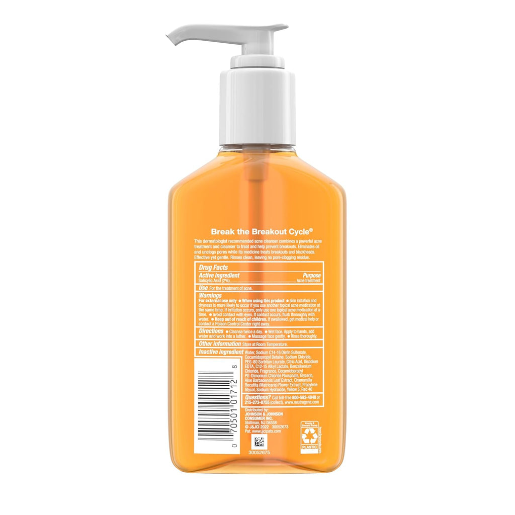 Buy now Neutrogena Oil-Free Acne Face Wash, Breakout Prone Skin Facial Cleanser with 2% Salicylic Acid Acne Treatment for Face, 9.1 fl. oz at indiglob india