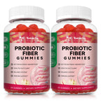 9-in-1 Sugar-free Probiotic Fiber Gummies for Adults Teens, Apple 2 Bottles | Fiber Supplement w/ Psyllium Husk, Bacillus Coagulans, FOS, Inulin, Apple Cider Vinegar for Digestion & Gut, Vegan