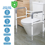 WeHwupe Toilet Safety Rail for Seniors, Height & Width Adjustable Frame