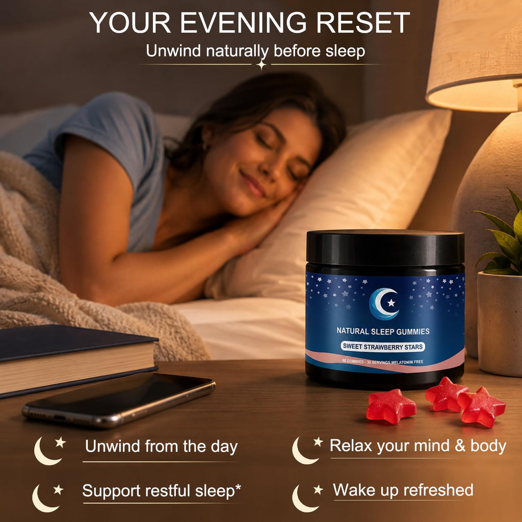 ZAYMAN Melatonin Free Sleep Gummies for Adults, Natural Sleep Aid, 60 Count