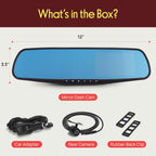 Buy now Pyle Dash Cam Front and Rear - HD 720p Dual Camera Car Video System with Rearview Mirror Attachment, Waterproof Backup Cam, 4.5’’ Display, G-Sensor, DVR Recording, Easy Plug-and-Play Setup at indiglob india