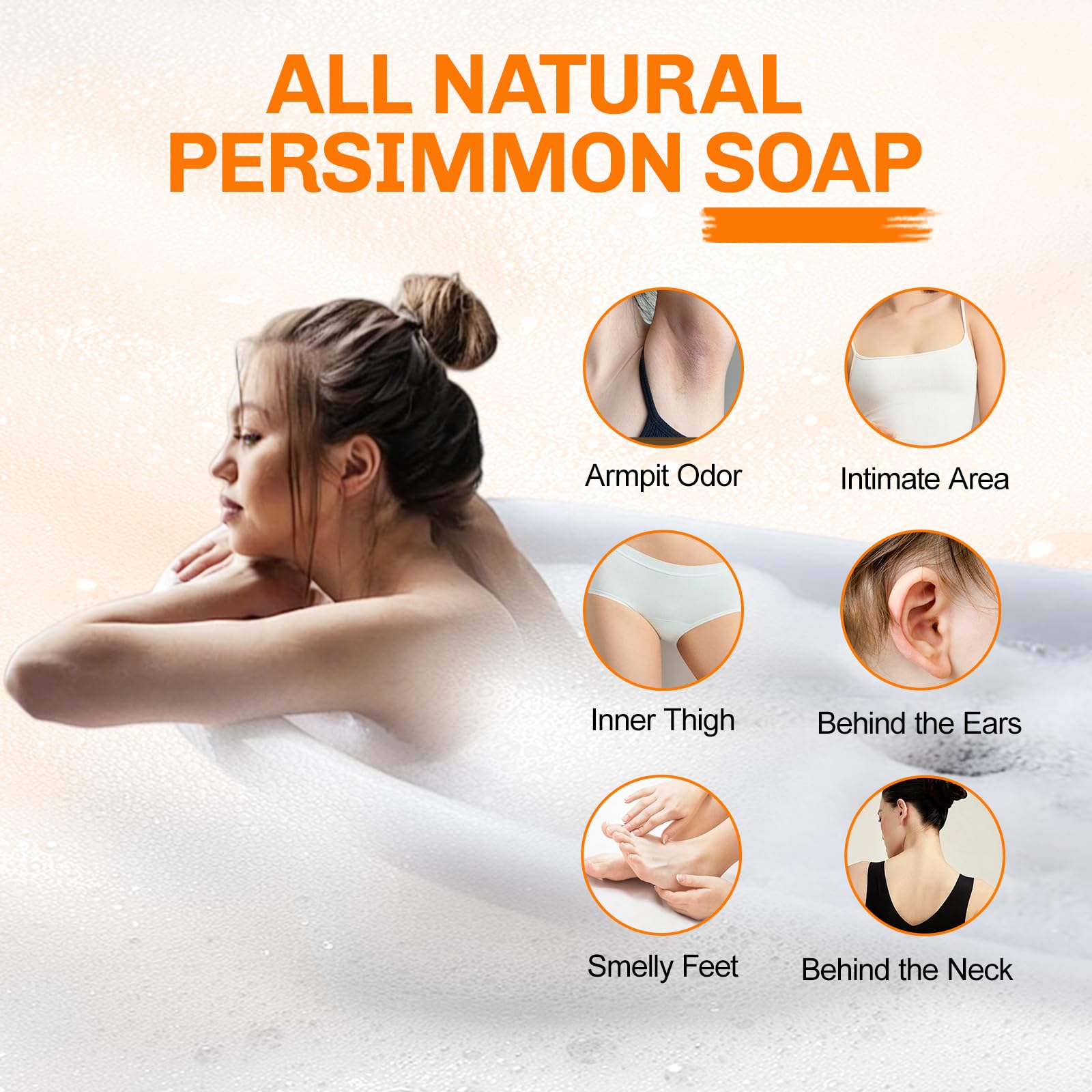 5 Pcs Persimmon Soap for Old People Smell, Persimmon Soap Bar for Body Odor Control, Natural Organic Deodorant Body Wash Soap for Women & Men