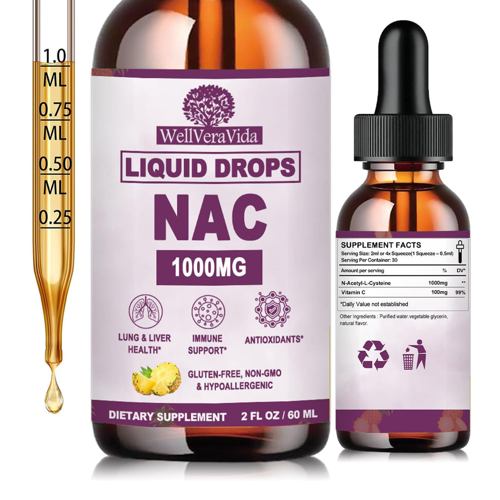 NAC Supplement N-Acetyl Cysteine 1000mg, Fast Absorb Liposomal Nac Drops