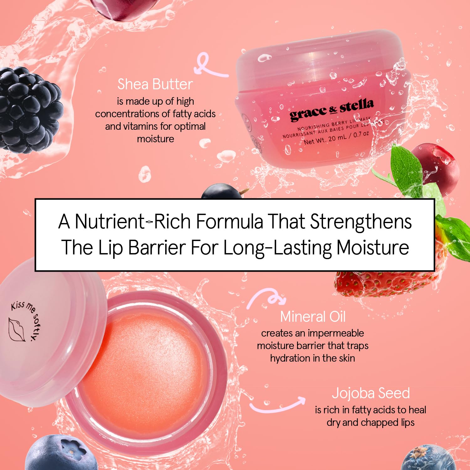 grace & stella Award Winning Lip Butter - Hydrating Lip Balm (3 - Pack) | Nourishing Lip Mask Travel Essentials, Travel Size Toiletries, Birthday Gifts for Women & Teens - Overnight Lip Repair -Vegan