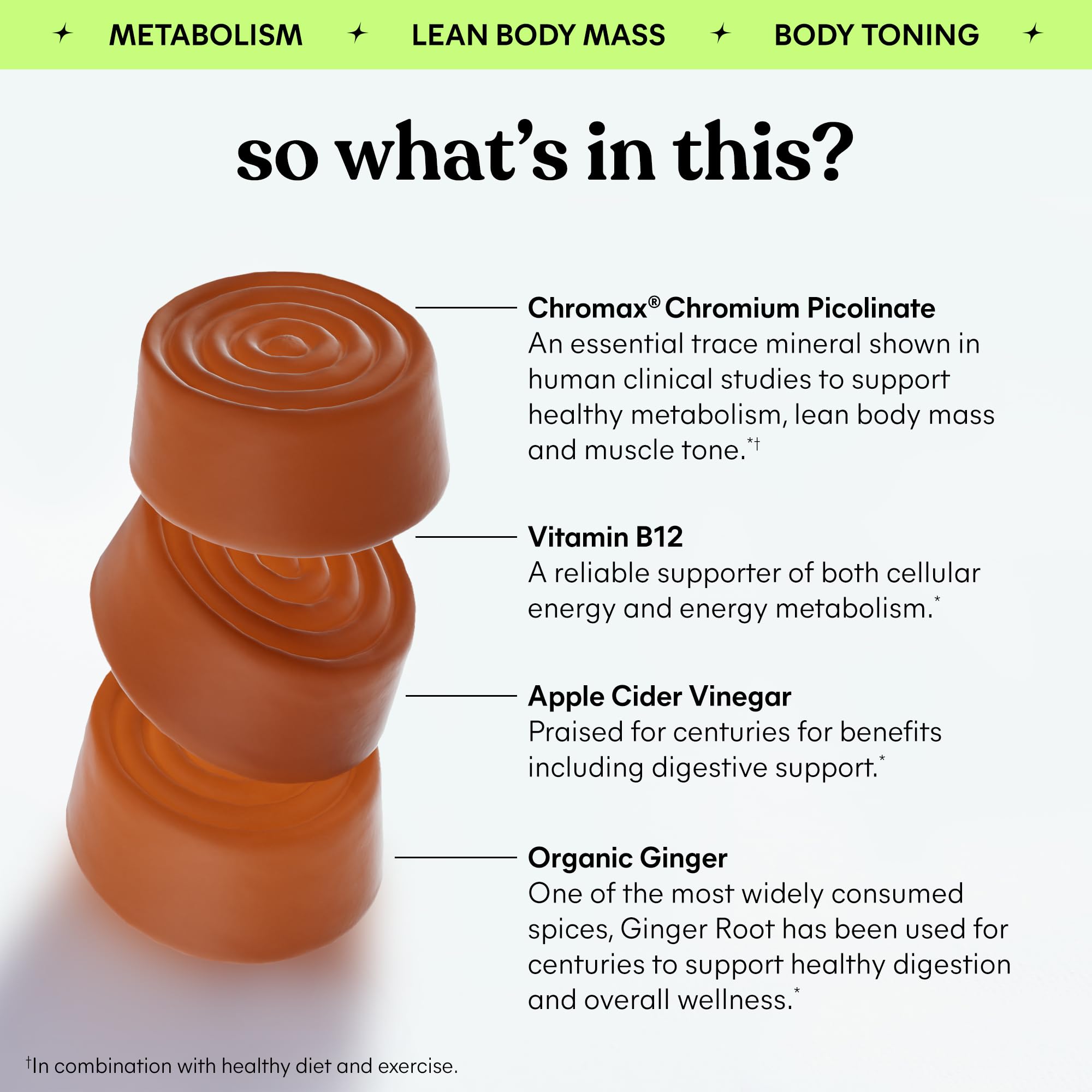 Lemme Tone Metabolism & Body Toning Gummies, 30-Day Supply | Clinically Studied Chromium & B12, Blood Sugar & Weight Management Support, Watermelon Apple Flavor
