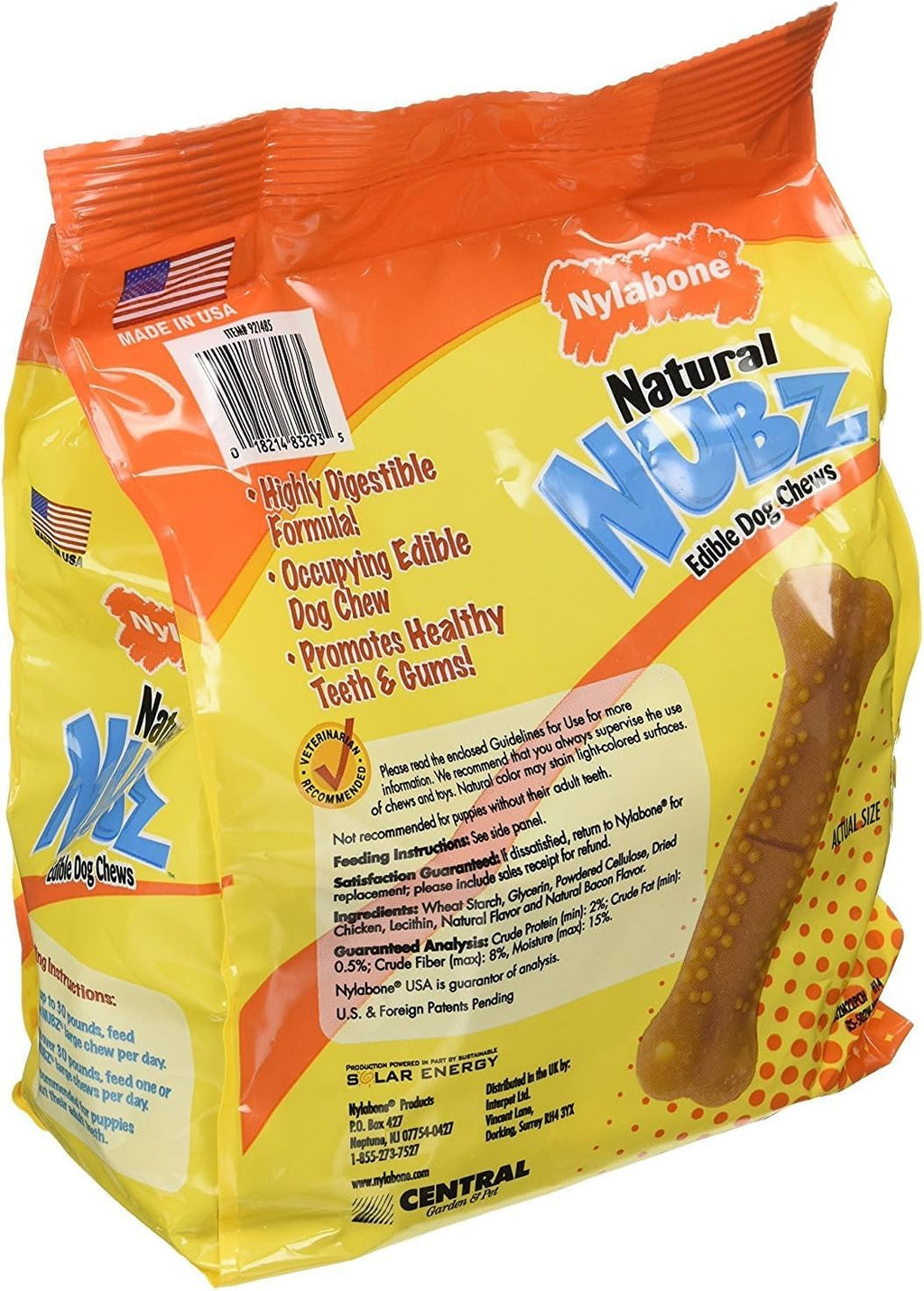 Nylabone Natural Nubz Edible Dog Chews Value Pack of 66ct. / 7.8 lbs. Total (3 x 2.6 lb / 22 ct Bags)
