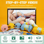 Buy now Beginner Crochet Kit, Crochet Kits for Kids and Adults, 3PCS Crochet Animal Kit for Beginners Include Videos Tutorials, Yarn, Eyes, Stuffing, Crochet Hook - Boys and Girls Birthdays Gift at indiglob india