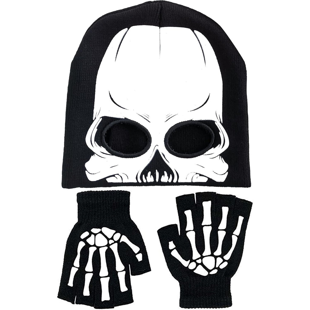 Buy now Skeleton Face Mask Knit Beanie with Eye Holes Halloween Skull Dress Up Headdress Cap Winter Warm Hat at indiglob india
