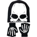Buy now Skeleton Face Mask Knit Beanie with Eye Holes Halloween Skull Dress Up Headdress Cap Winter Warm Hat Beanie+glove at indiglob india