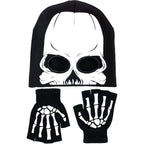 Buy now Skeleton Face Mask Knit Beanie with Eye Holes Halloween Skull Dress Up Headdress Cap Winter Warm Hat Beanie+glove at indiglob india