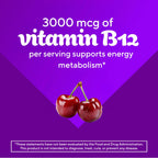 Vitafusion Vitamin B12 Gummies | 3000mcg | 90 Gummy Vitamins | Extra Strength for Women & Men | Cherry Flavor | Gluten and Dairy-Free Supplement