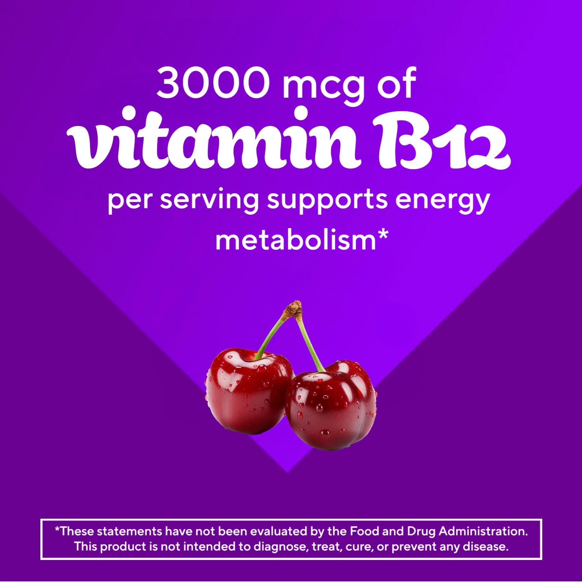 Vitafusion Vitamin B12 Gummies | 3000mcg | 90 Gummy Vitamins | Extra Strength for Women & Men | Cherry Flavor | Gluten and Dairy-Free Supplement