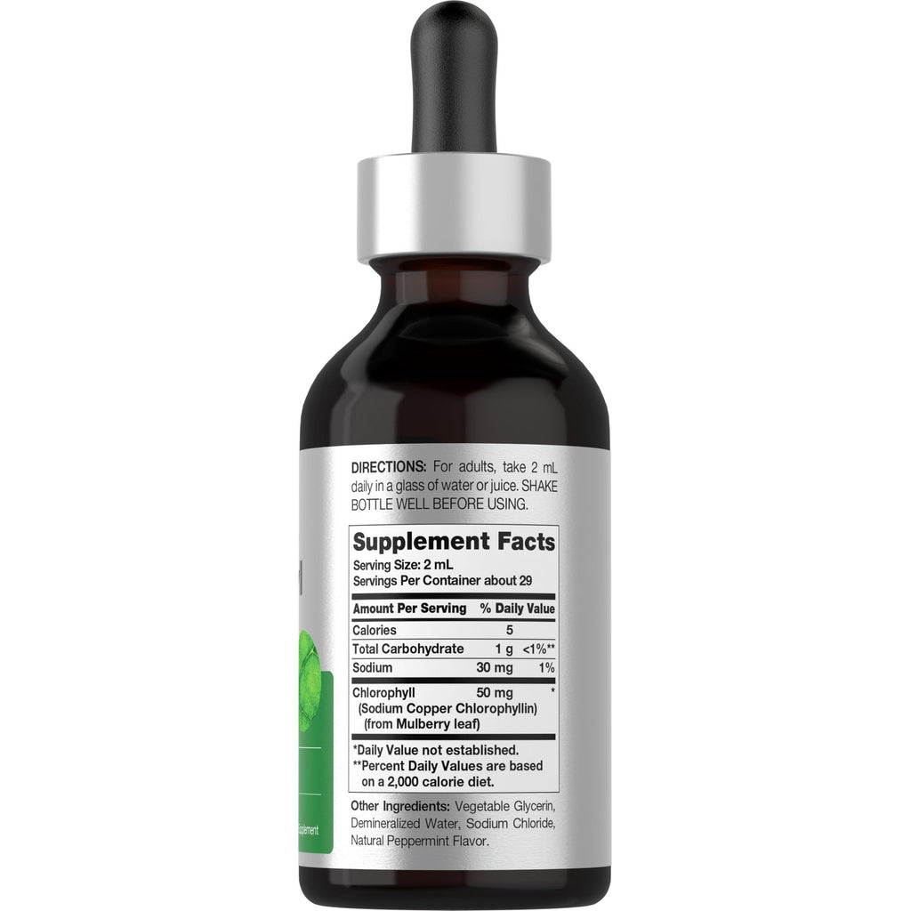 Horbäach Liquid Chlorophyll Drops | 2 fl oz | Natural Peppermint Flavor | Vegan, Non-GMO & Gluten Free Formula