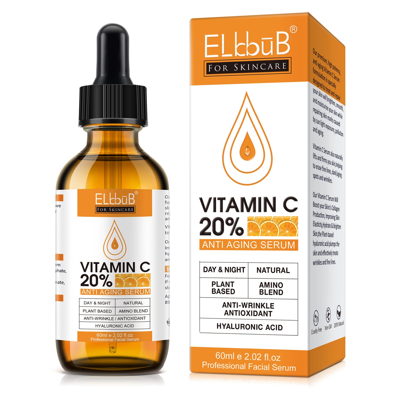 Buy now Premium 20% Vitamin C Serum For Face with Hyaluronic Acid, Retinol & Amino Acids - Boost Skin Collagen,Hydrate & Plump Skin, Anti Aging & Wrinkle Facial Serum 2.02 Fl Oz (Pack of 1) at indiglob india