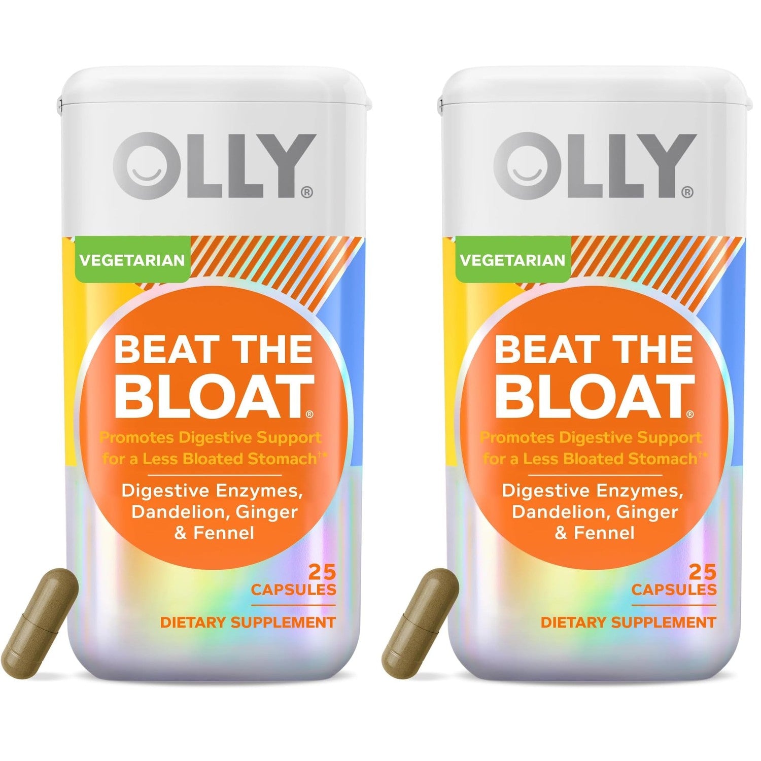 OLLY Beat The Bloat Capsules, Digestive Support Enzymes, Supplement for Women - 25 Count