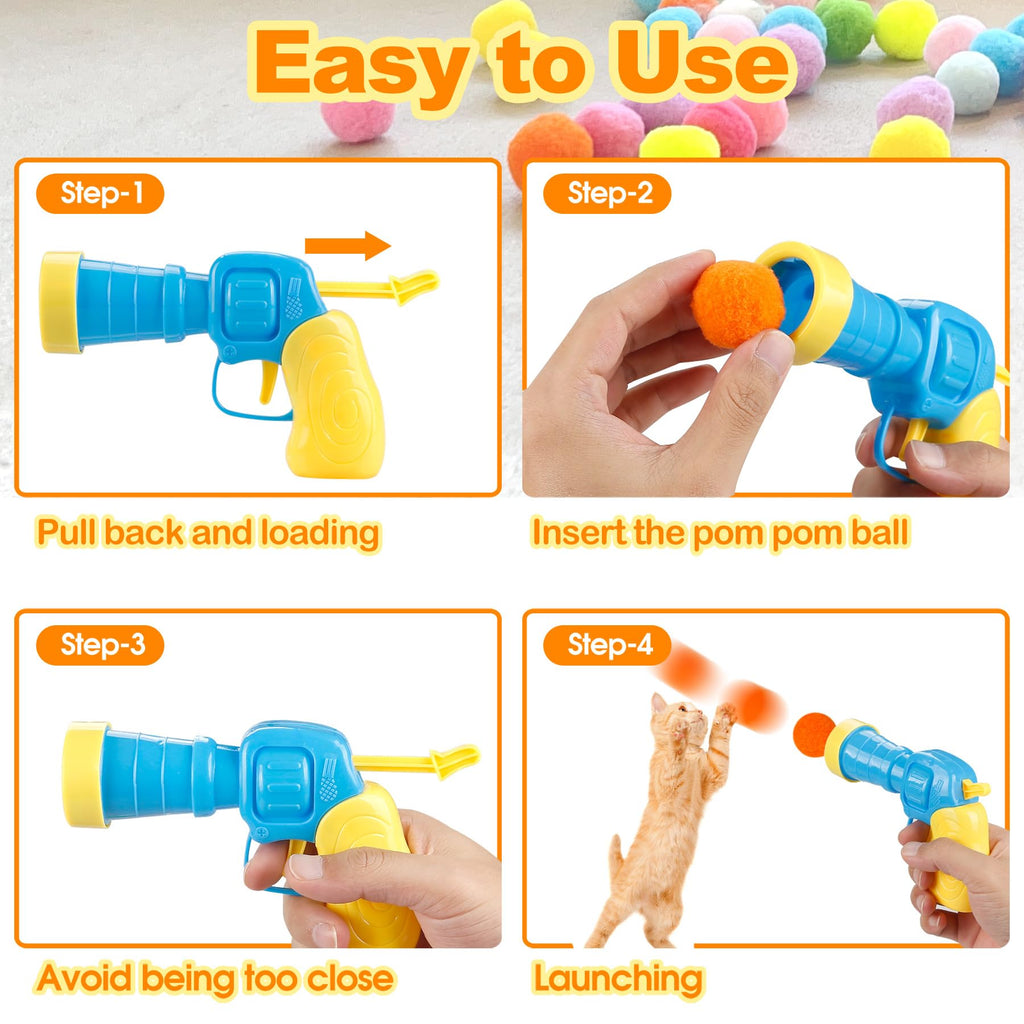 MeoHui 31Pcs Cat Ball Toy Launcher Gun, Cat Balls Fetch Cat Toys