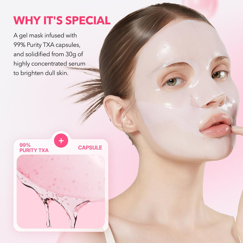 APRILSKIN TXA Pink Capsule Gel Mask 4EA | Overnight Gel Mask with Tranexamic Acid - Hydrating & Firming, Uneven Skin Tone, 30g 4ea