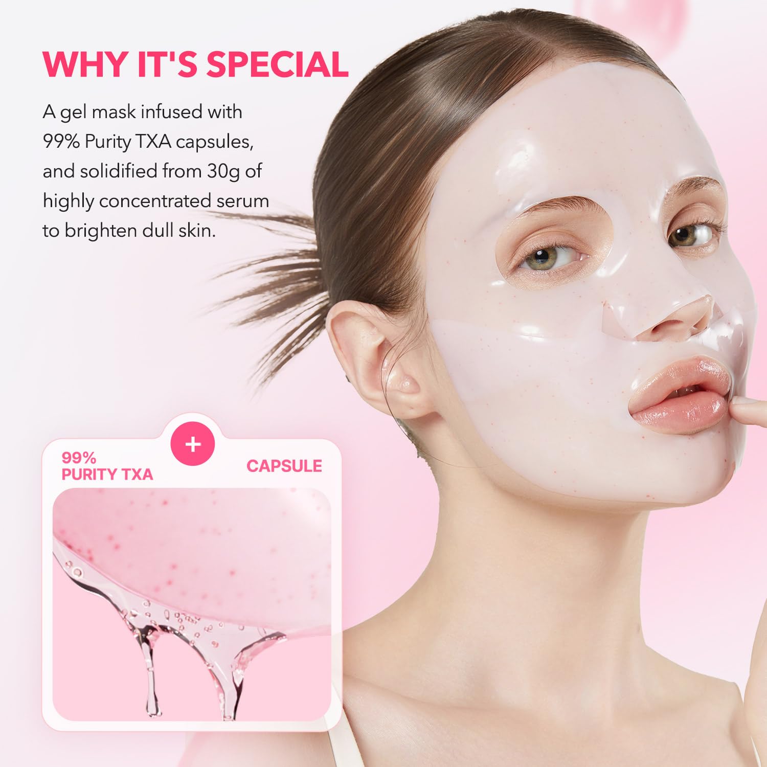 APRILSKIN TXA Pink Capsule Gel Mask 4EA | Overnight Gel Mask with Tranexamic Acid - Hydrating & Firming, Uneven Skin Tone, 30g 4ea