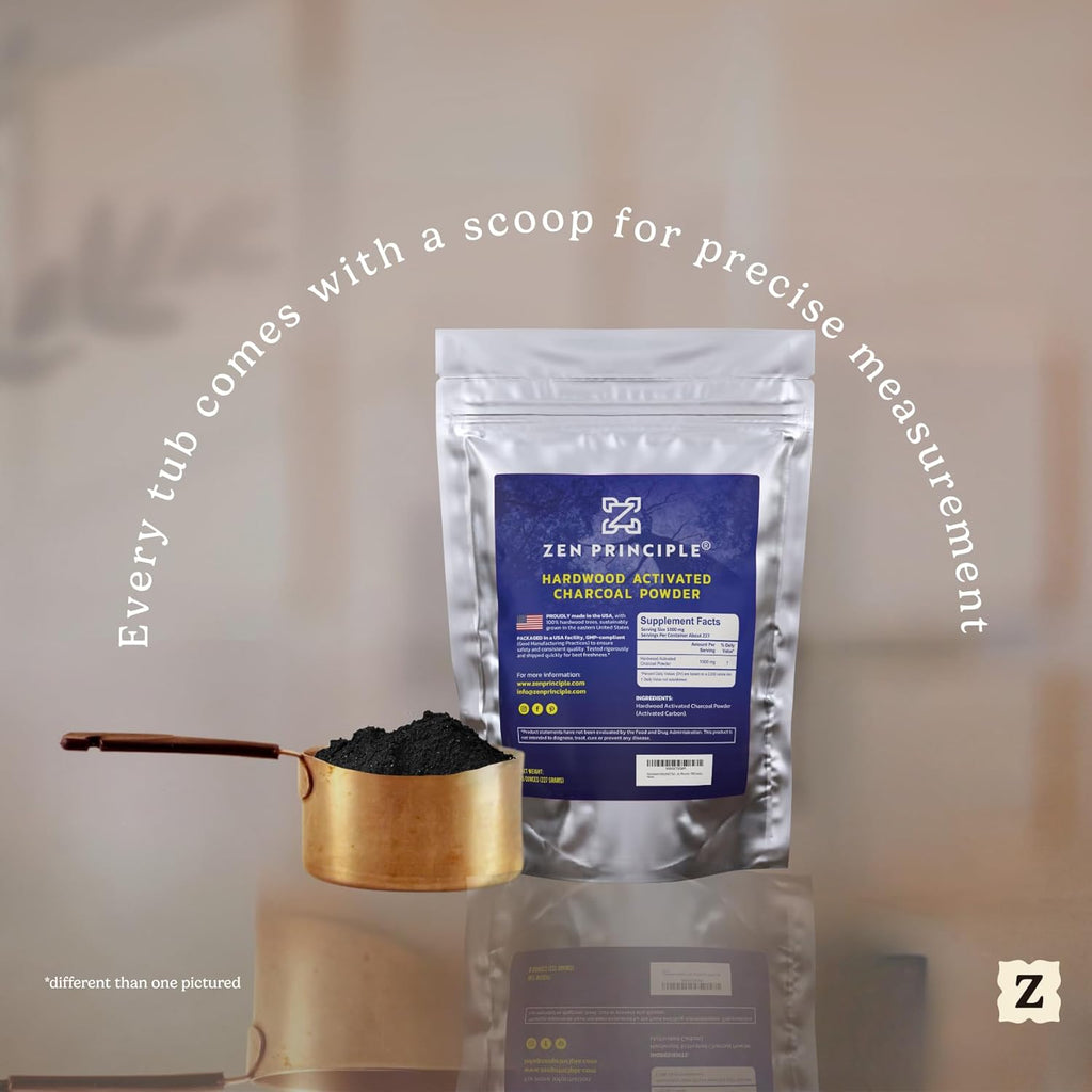 Buy now Zen Principle Hardwood Activated Charcoal Powder 100 Percent from USA Trees. All Natural. Whitens Teeth, Rejuvenates Skin and Hair, Supports Better Digestion, 8 oz. at indiglob india