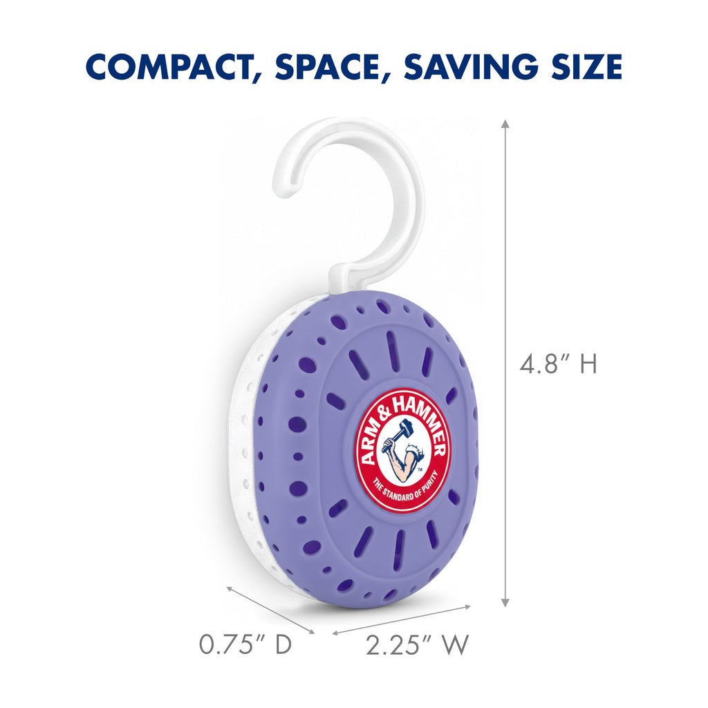 Arm & Hammer OdorBusterz ClosetMATE™, Lavender, 4 Count – Hanging Odor Absorber with Baking Soda, 360° Rotating Hook for Closets, Lockers & Storage Areas