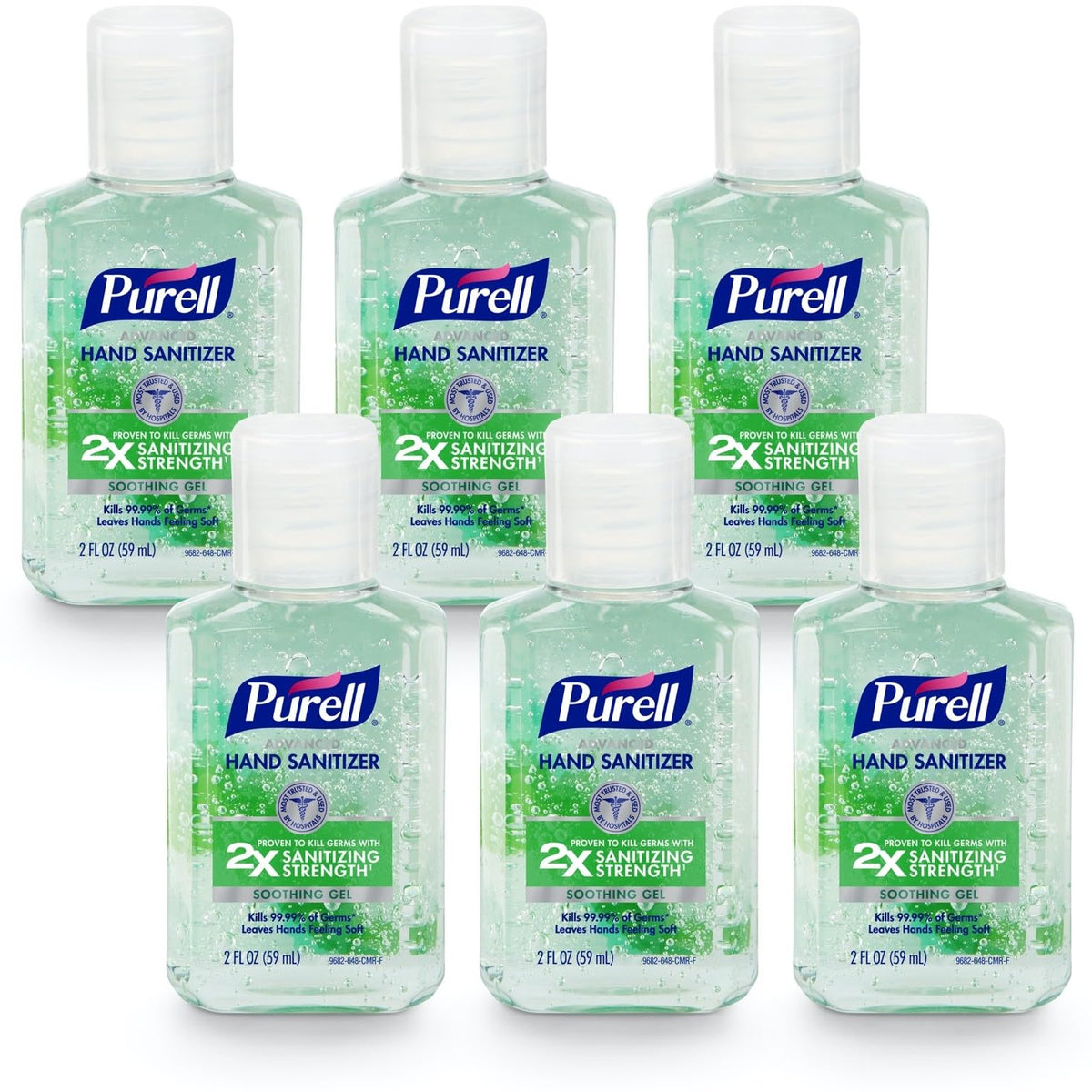 Purell Hand Sanitizer Soothing Gel Travel Bottle, 6ct x 2oz - 3156-04-EC
