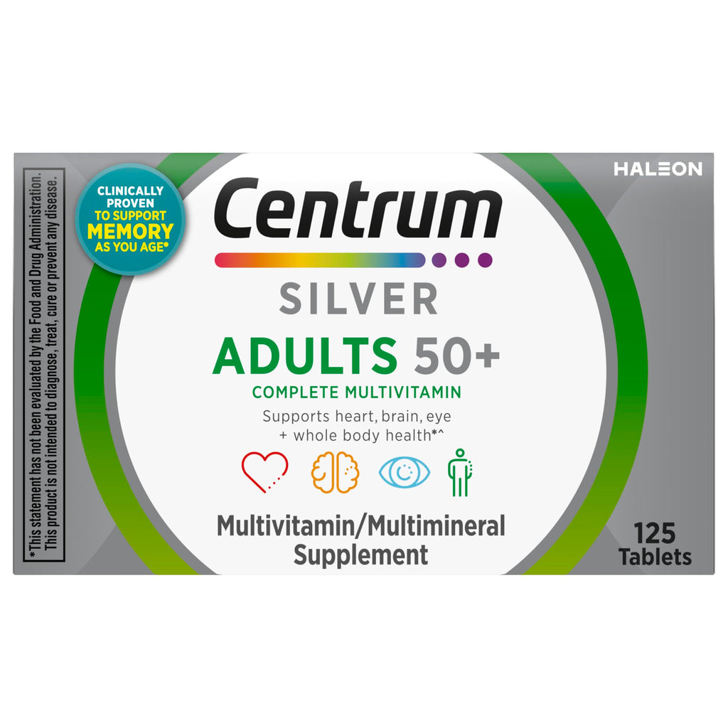 Centrum Silver Multivitamin for Adults 50 and Over, 125 Tablets | Contains Vitamin D3, B Vitamins, Clinically Proven to Support Memory as You Age, GLP-1 Support