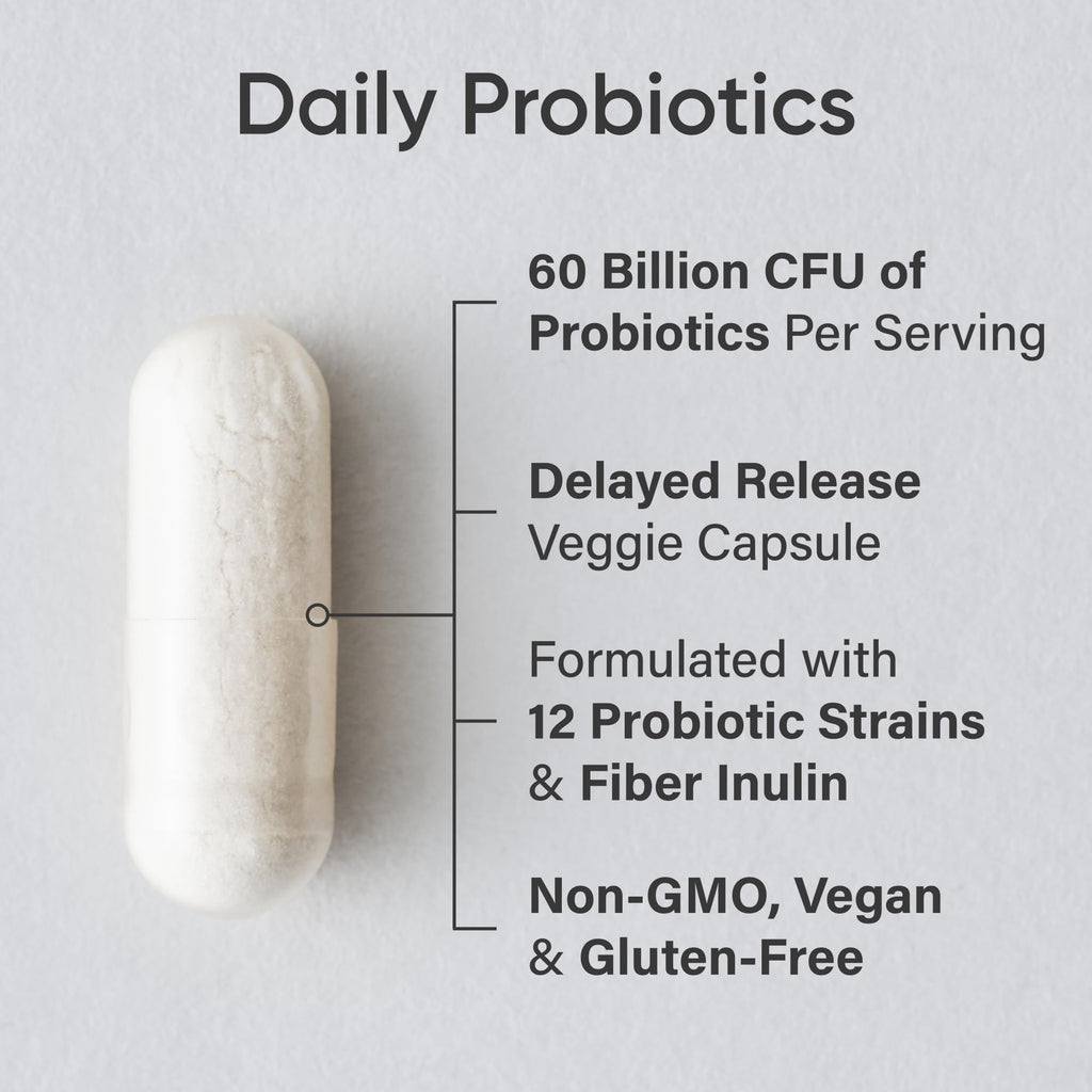 Sports Research® Daily Probiotics 60 Billion CFU w/Prebiotics, 30 Count | 12 Lacto & Bifido Strains for Gut & Digestive Support - Vegan, Non-GMO & Gluten Free