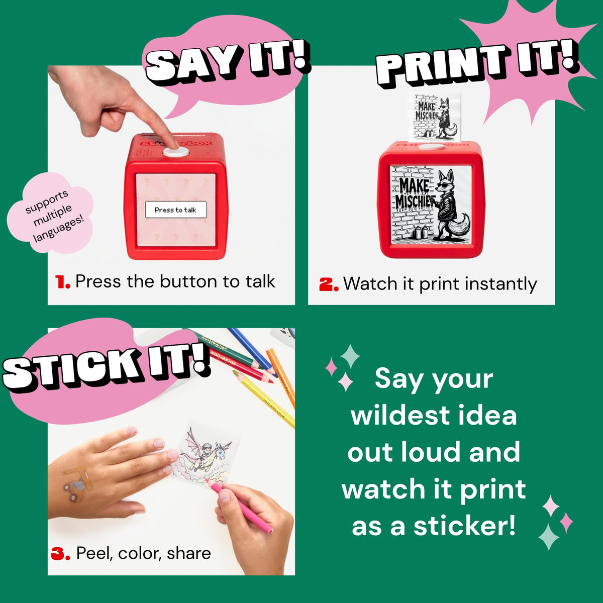 Stickerbox AI Voice-Powered Mini Sticker Maker for Kids